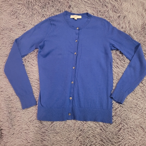 LOFT Royal Blue Button Up Cardigan Sweater - Picture 4 of 7